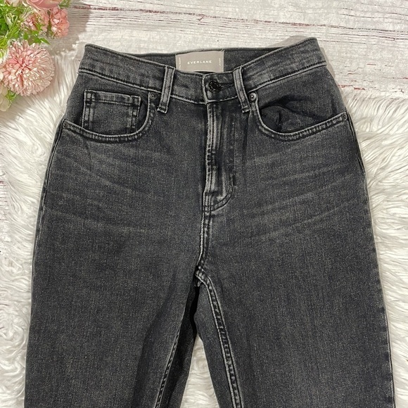 Everlane High Rise Slim Straight Ankle Washed Black Jeans - Picture 10 of 11